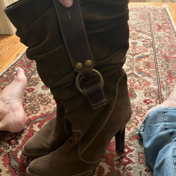 Coach brown Suede and leather 3 inch heel boots size 8.5 - Picture 5 of 14